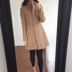 Theory Camel Cashmere Wool Collar Pea Coat P TP xs